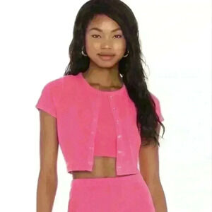 NWT REVOLVE Lovers + Friends Lydia Short Sleeve Top Hot Pink Size XS
